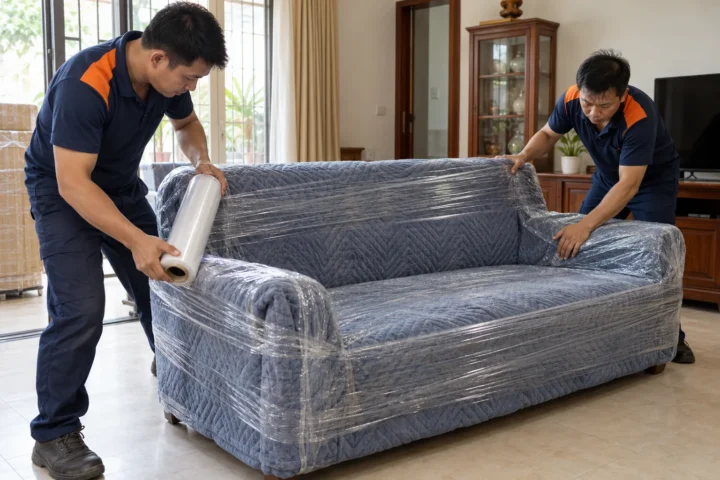 Bọc chăn bảo vệ ghế sofa khi chuyển nhà trọn gói
