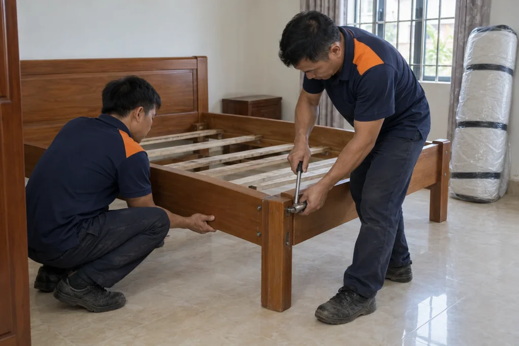Tháo giường gỗ khi chuyển nhà trọn gói