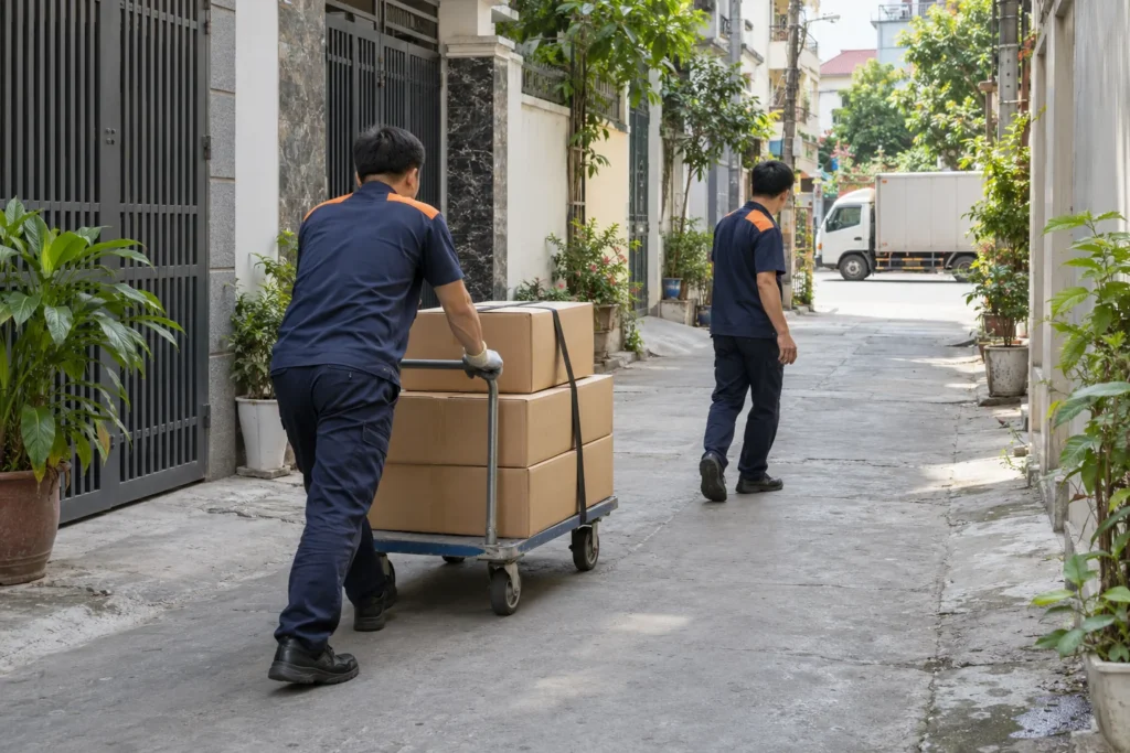 Thuê xe tải nhỏ kèm nhân công bốc xếp đồ trong ngõ nhỏ